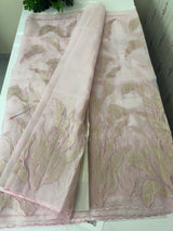 Organza saree with tissue applique work MS5081 Pastel Pink
