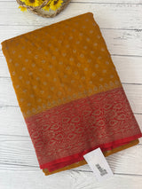 Banarasi viscose Georgette saree MKGS611- Mustard to Red