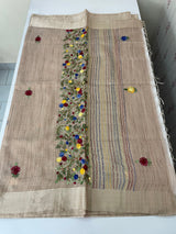 Soft Tissue linen Silk embriodery saree MS49876