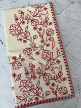 Mul chanderi embriodery saree MSH301 - Offwhite to Red (1)