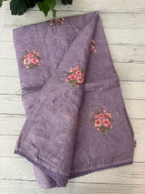 Soft kota checks saree with embroidery - SVPIRR Lavender