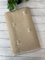 Soft kota checks saree with embroidery - MS9898 Beige