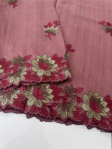 Crushed Blended tussar silk saree with embroidery- MSB7666 Rosewood