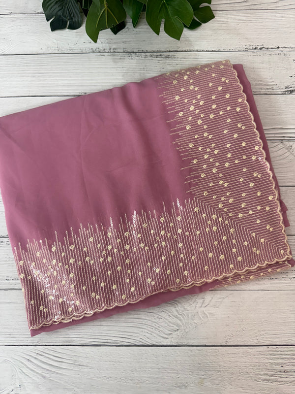 Designer georgette sarees with blouse MGS5321- OnionPink