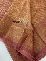 Semi silk saree with checks zari weaving MS81543- DuskyPeach