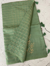 Tussar finish soft silk saree with thread work MTS955