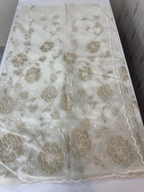 Semi organza saree with appliqué work - MSH906 White(3)