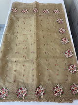 Organza saree with embroidery borders- MS7891