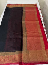 Jute silk sarees with contrast pallu & blouse MJL396