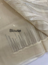 Semi organza saree with thread work - MSH910 Ivory
