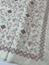 Jute tussar silk saree with cutwork & embroidery MS40414