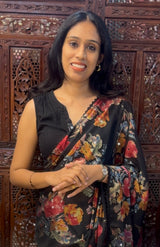 Chiffon Brasso saree with mirror work - MS7611 Black(3)