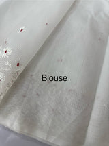 Kota Moonga checks saree with embriodery MSH279 (2)- White to Red