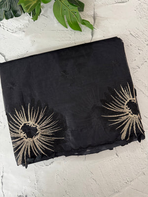 Organza saree with embroidery borders MOS4765 Black