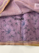 Ombre Soft Tissue linen saree with appliqué work MSL875