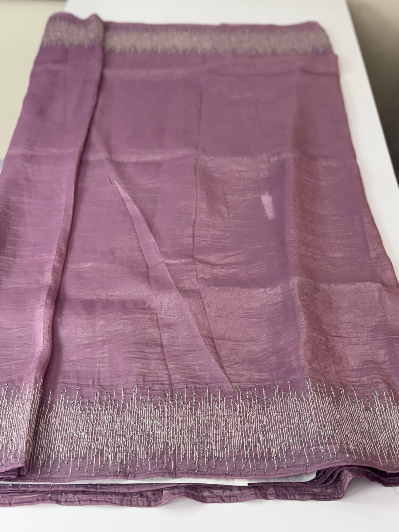 Crush Organza embroidery saree MS9740 Faded Wine