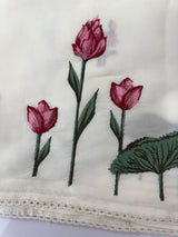 Blended Satin finish Tussar silk saree with cross-stitch embroidery- MS8179 Offwhite