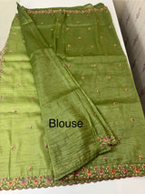 Crush Organza embroidery saree MS14567 LeafGreen