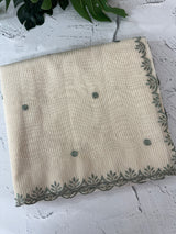 Chanderi Tissue silk saree with scalloped borders - MNM222 (thin lines)
