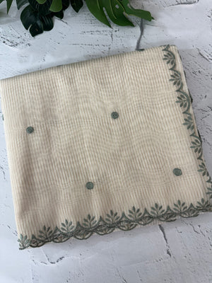 Chanderi Tissue silk saree with scalloped borders - MNM222 (thin lines)