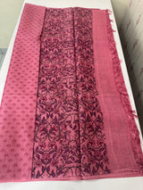 Bhagalpuri pure printed tussar silk saree with block printed pallu & blouse MTSS1407 Pink