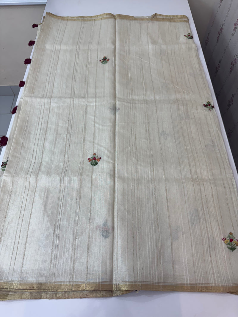 Handworked Blended tussar silk saree MS90543
