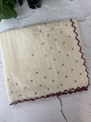Mul Chanderi Tissue silk saree with foil work & scalloped borders - MNM249