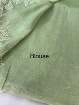Tissue mix soft Organza saree with applique work MSCK38 DustyGreen