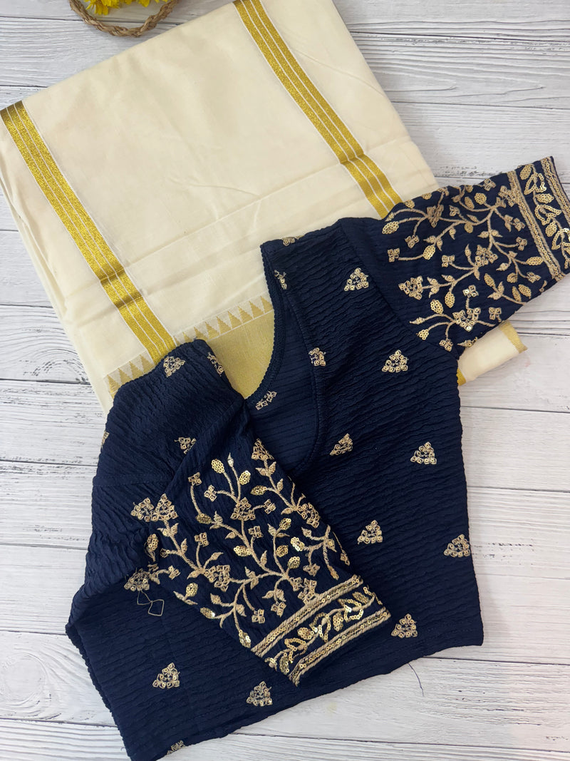 Stretchable Readymade blouse with sequence work- MSBL
