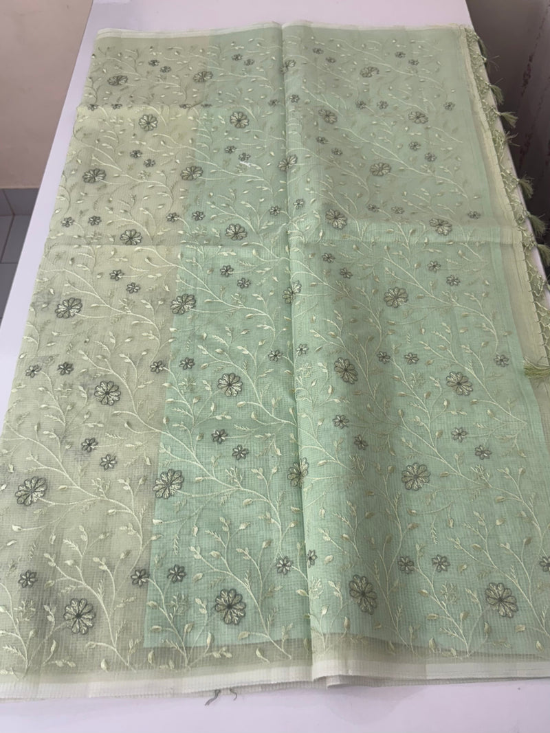 Kota silk saree with embroidery MSH199 - PastelGreen