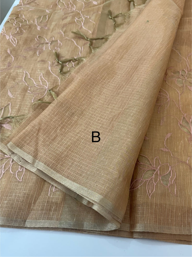 Kota Tissue Silk applique work saree MS49811 - DuskyPeach