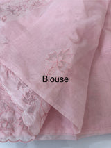 Mul chanderi saree with applique borders MSH112- PeachPink