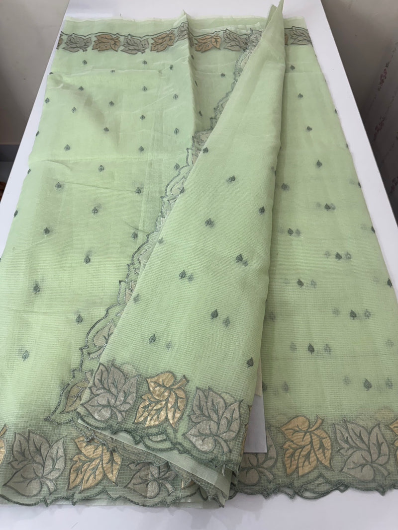 NetKota saree with Applique border  MSH131- DuskyGreen