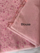 Moonga checks saree with embroidery MSH219 - Pink1