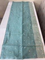 Tussar finish soft silk saree with white thread embroidery MTS567 PastelBlue