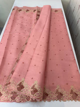 Satin finish kosa tussar saree with cutwork - MSH205 PeachPink