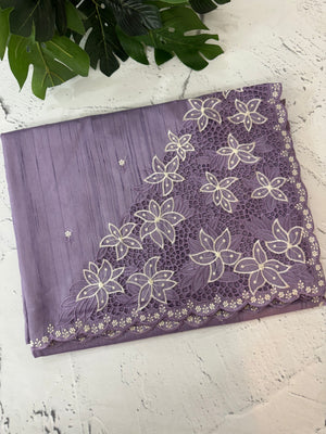 Cutwork Semi tussar saree MTSS680 - Lavender