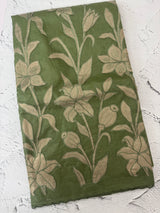 Semi organza saree with appliqué work - MSH906 DustyGreen