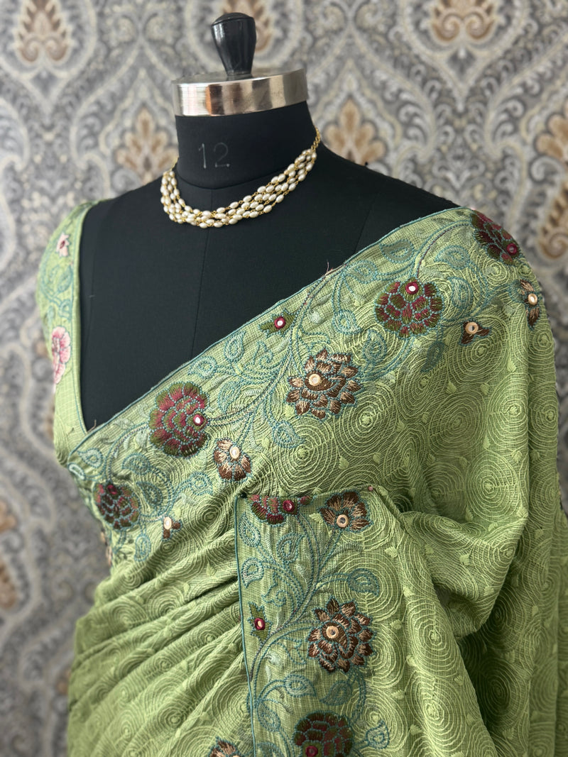 Phulkari NetKota embroidery saree - MPKS901