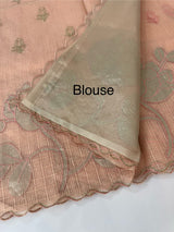 NetKota saree with tissue applique work MS15145- PastelPeach