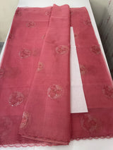 Organza saree with embroidery - MSH375 DarkPink