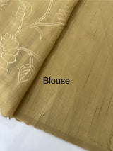 Blended Tussar silk saree with tissue applique work- MSH193 Beige