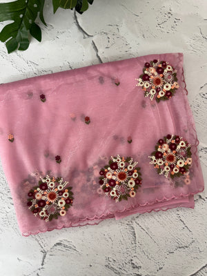 Glass tissue organza saree with embroidery MSF130