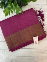 Jute silk saree with antique zari weaving MJL399- DarkOnion