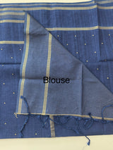 Tussar mix soft silk saree with Retta pettu borders - MST988 DarkBlue
