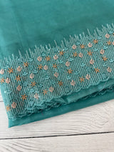 Organza saree with embroidery borders - MSH907 BluemixGreen