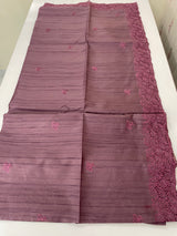 Blended tussar saree with cutwork - MSHK678 DarkMauve