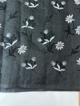 Crushed Blended tussar silk saree with embroidery- MSB7654 Black