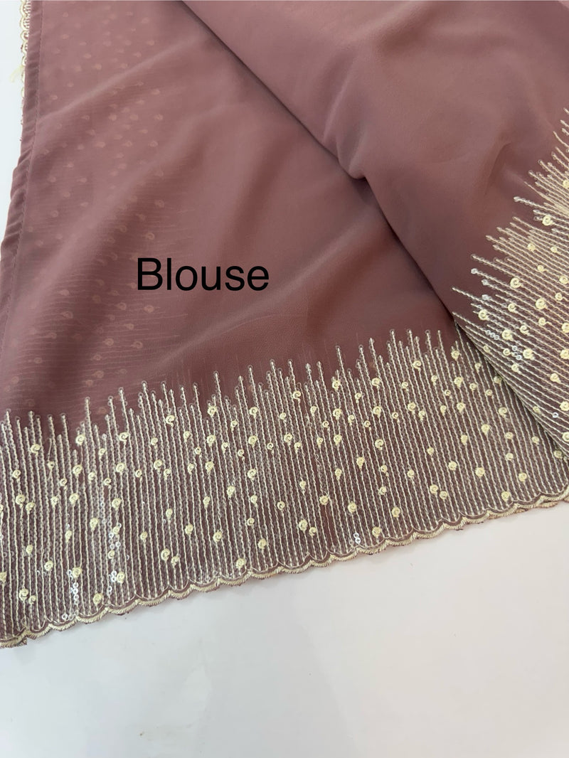 Designer georgette sarees with blouse MGS5321- DuskyMauve