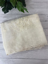 Glass organza saree with applique work- MSHW229- Off White